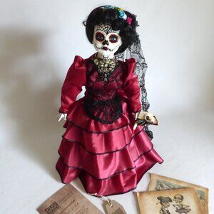 OOAK 16” GOTHIC DAY OF THE DEAD MUSIC BOX SPIDER DOLL PROP ODDITY